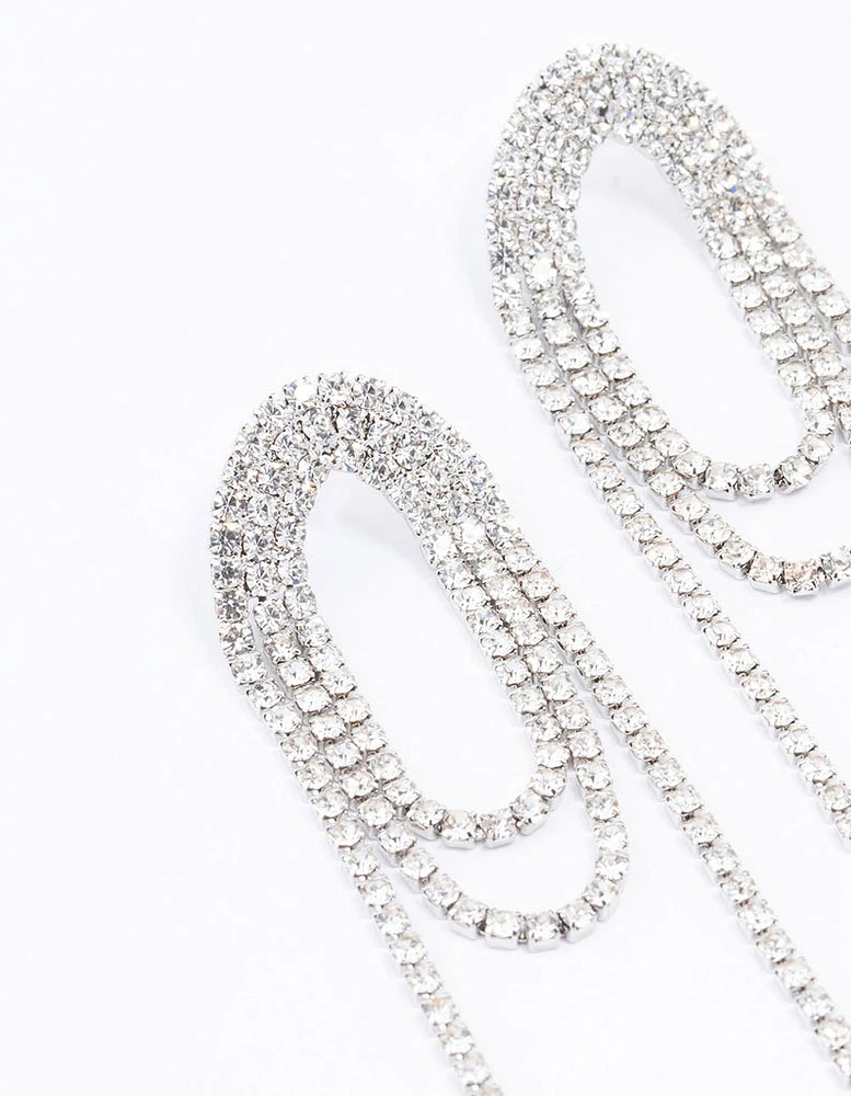 Silver Diamante Loop Drop Earrings