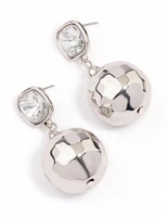 Silver Diamante & Disco Ball Drop Earrings