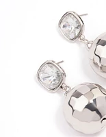 Silver Diamante & Disco Ball Drop Earrings