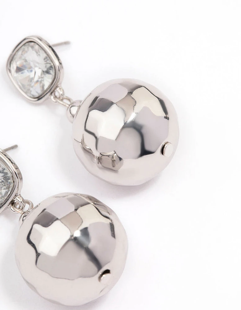 Silver Diamante & Disco Ball Drop Earrings