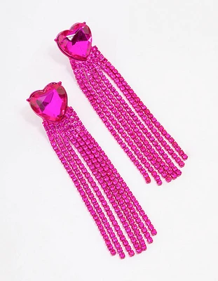 Pink Heart Cup Chain Drop Earrings