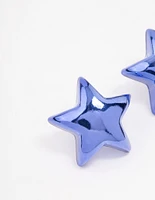 Blue Large Star Stud Earrings