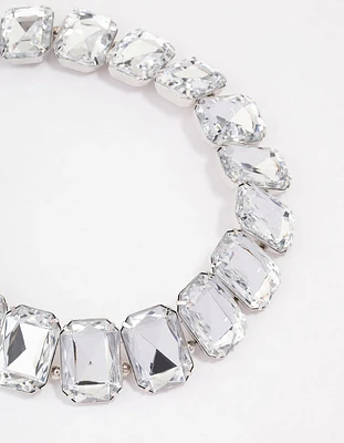 Silver Chunky Diamante Statement Necklace