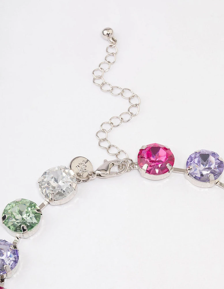 Rhodium Chunky Circle Diamante Necklace