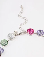 Rhodium Chunky Circle Diamante Necklace