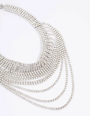 Silver Diamante Drape Choker