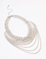 Silver Diamante Drape Choker