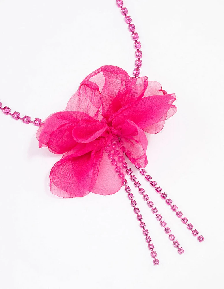 Fuchsia Cup Chain Long Flower Necklace