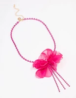 Fuchsia Cup Chain Long Flower Necklace