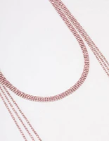 Pink Triple Row Cup Chain Scarf Necklace