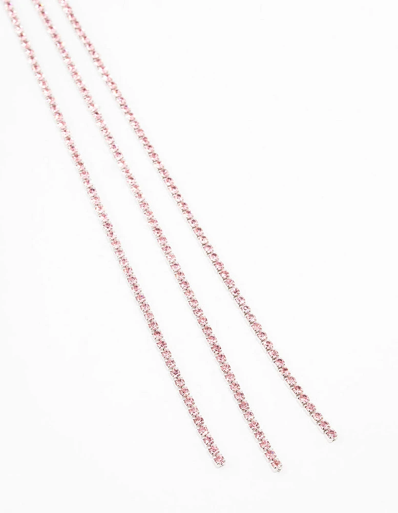 Pink Triple Row Cup Chain Scarf Necklace