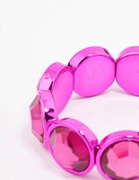 Fuchsia Chunky Diamante Stretch Bracelet