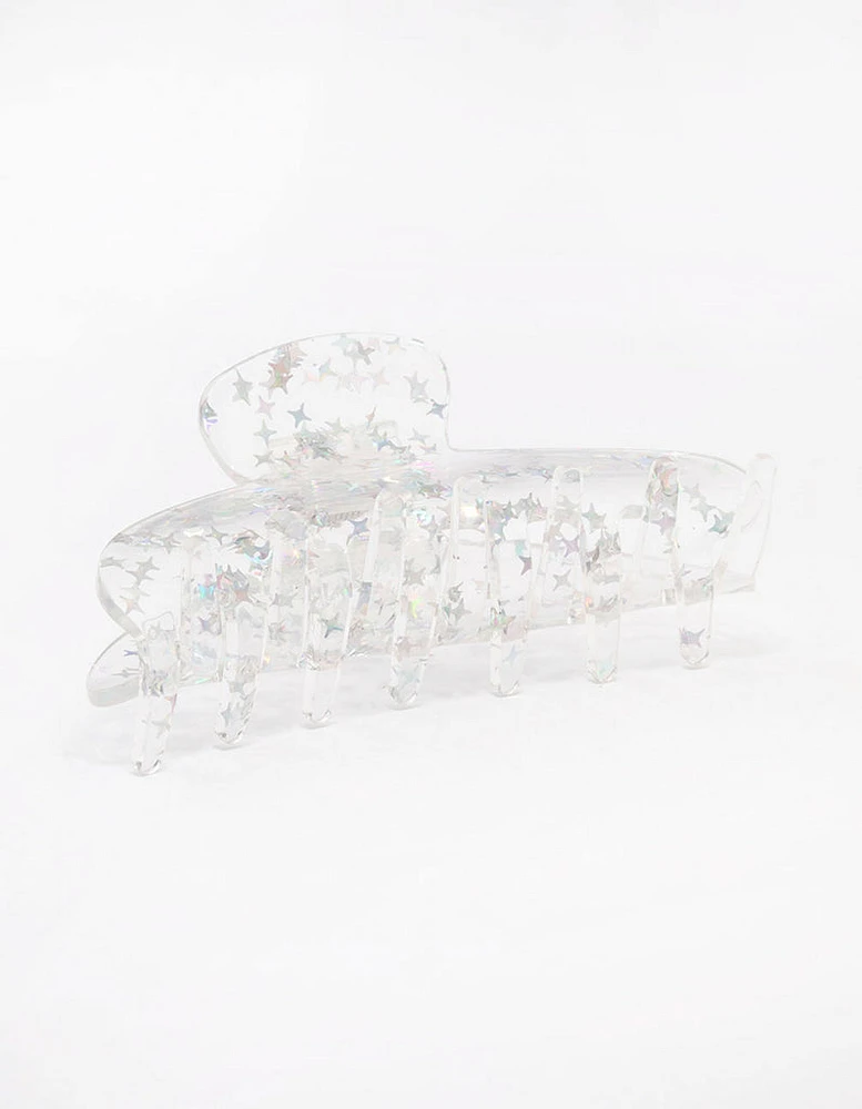 Clear Glitter Hair Claw Clip