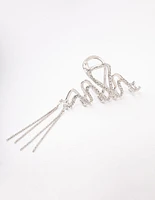 Silver Wavy Diamante Cup Chain Hair Claw Clip