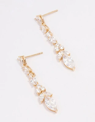 Gold Line Mixed Stone Drop Earrings