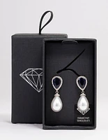 Rhodium & Pearl Drop Earrings