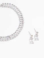 Silver Cubic Zirconia Baguette Classic Jewellery Set