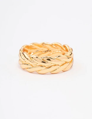 Gold Plated Leaf Band Ring