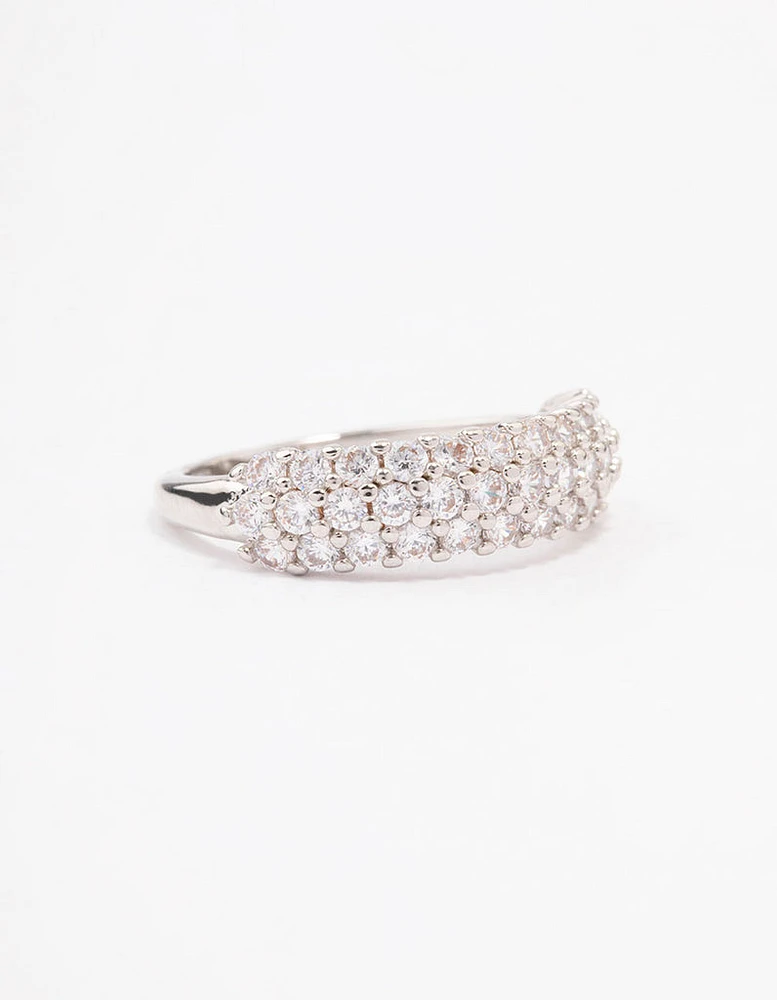 Silver Slim Cubic Zirconia Band Ring