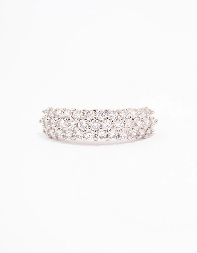 Silver Slim Cubic Zirconia Band Ring