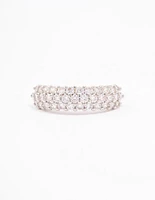 Silver Slim Cubic Zirconia Band Ring