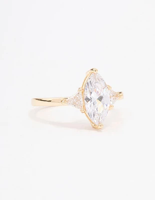 Gold Plated Precious Marquise Engagement Ring