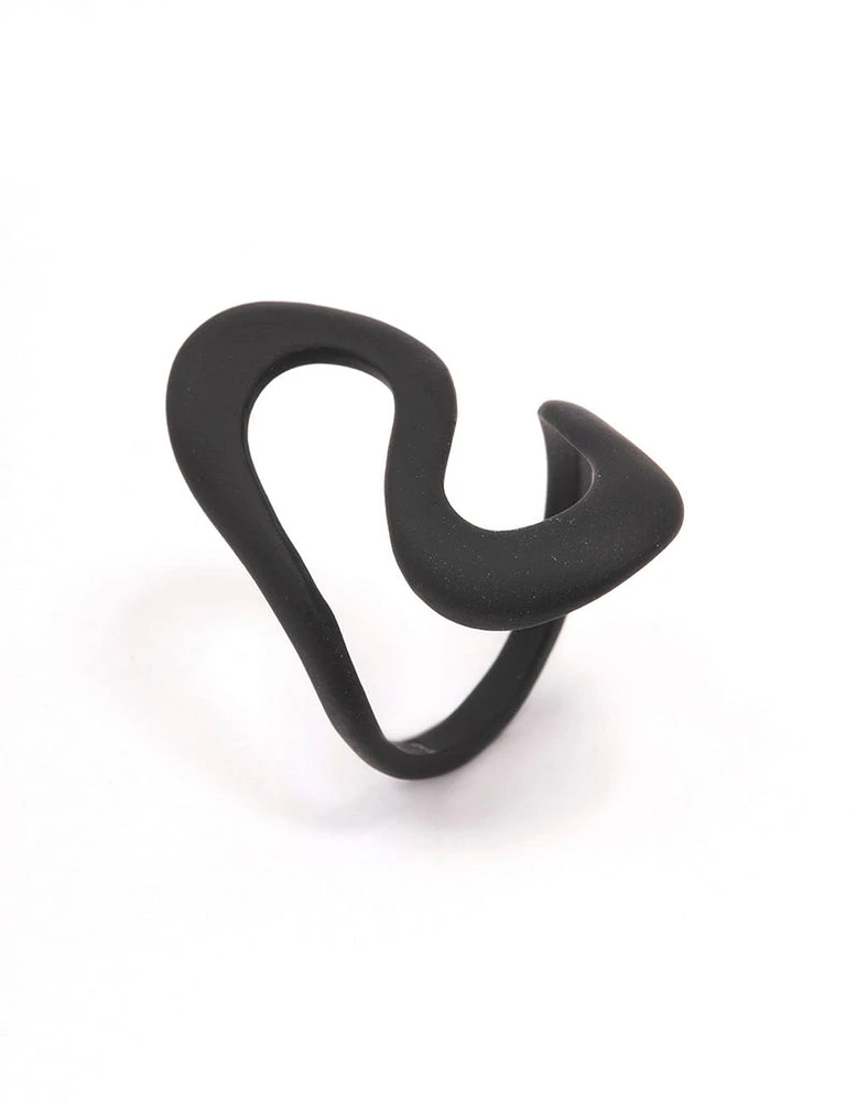 Black Curved Swoop Ring