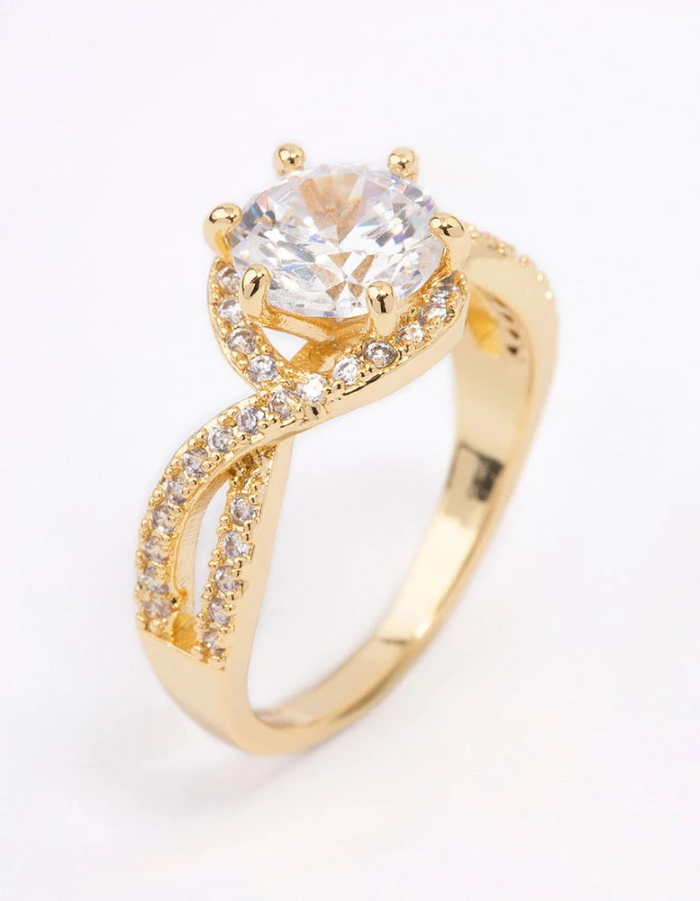 Gold Plated Round Infinity Halo Ring