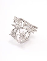 Silver Multi Star Cubic Zirconia Cocktail Ring