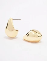 Gold Plated Brass Polished Hoop Earrings