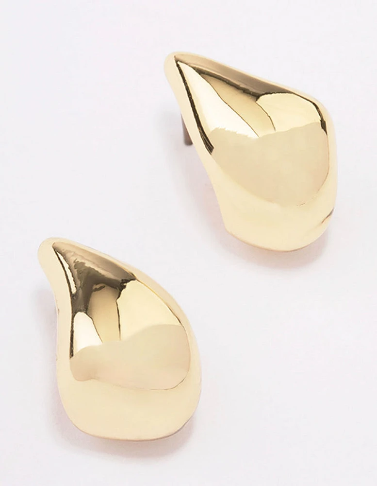 Gold Plated Brass Polished Hoop Earrings