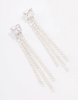 Silver Plated Brass  Dazzle Drop Earrings