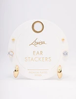 Gold Plated Brass Tapered Hoop Earrings 3-Pack