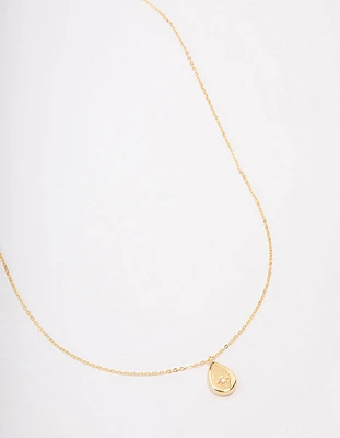 Gold Plated Brass Teardrop Pendant Necklace