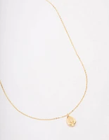 Gold Plated Brass Teardrop Pendant Necklace