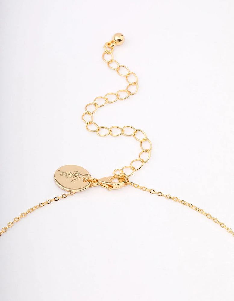 Gold Plated Brass Teardrop Pendant Necklace