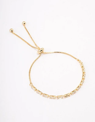 Gold Plated Cubic Zirconia Baguette Bracelet