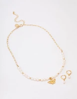 Gold Plated Freshwater Pearl Cherub Jewellery Set