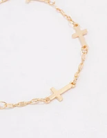 Gold Plated Multi Cross Bracelet