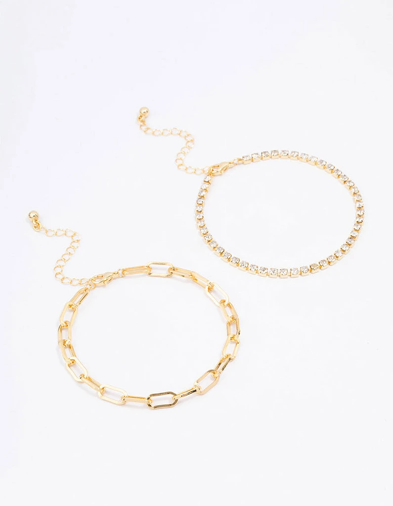 Gold Plated Tennis Open Link Bracelet