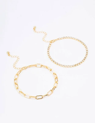 Gold Plated Tennis Open Link Bracelet