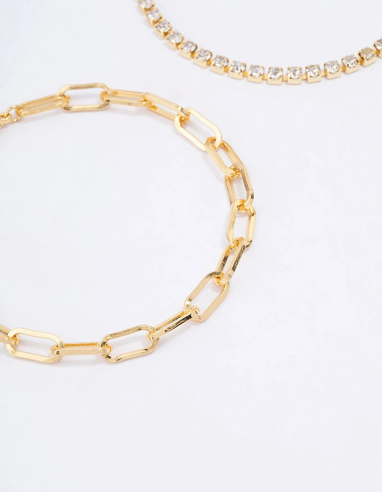 Gold Plated Tennis Open Link Bracelet