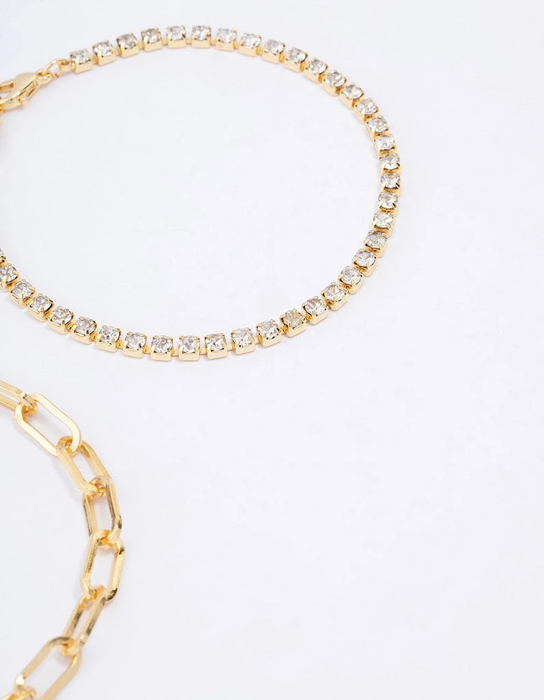 Gold Plated Tennis Open Link Bracelet