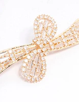 Gold Cubic Zirconia Bow Wave Hair Clip