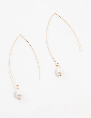 Gold Fine Pearl Drop Earrings