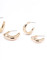 Gold Wave Matched Hoop Earring Pack