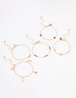 Gold Star Moon Bracelet & Anklet 5-Pack