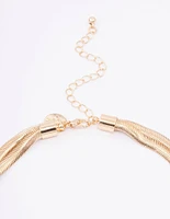 Gold Double Row Snake Chain Knotted Necklace