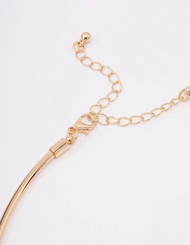 Gold Simple Knotted Choker Necklace