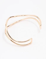 Gold Double Row Organic Wave Bangle